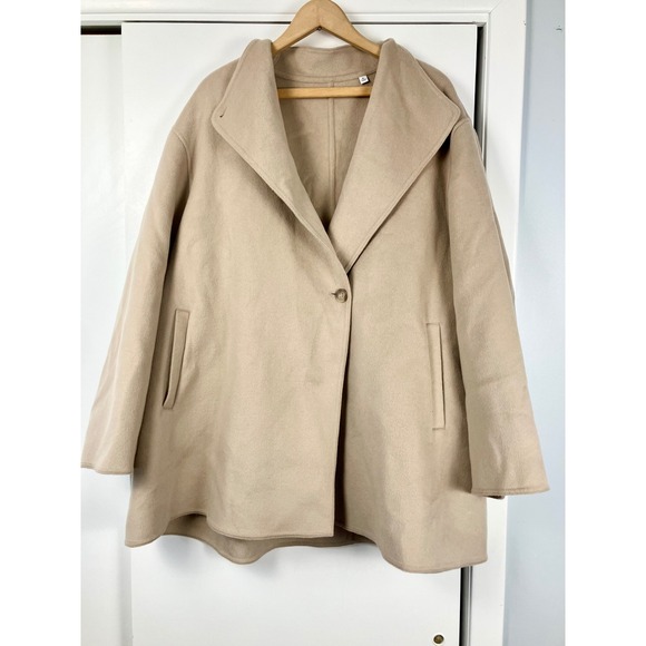 Uniqlo Jackets & Blazers - UNIQLO Women's Beige Wool Blend Oversized Collar Coat XL